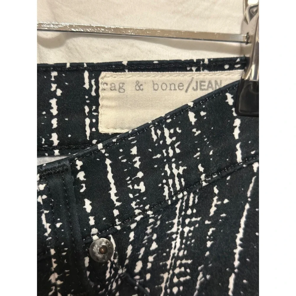 Rag & Bone Barcode Print Twill Black & White Leggings Pants Jeans Sz 24 Small S‎